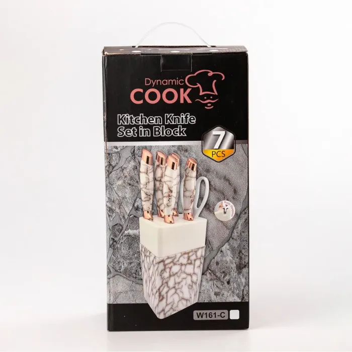 Набір кухонних ножів з нержавіючої сталі 6 предметів з ножицями Білий (YRUR14) - зображення 6