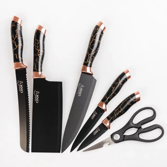 Набір кухонних ножів з нержавіючої сталі 6 предметів з ножицями (YRUR12) - зображення 2