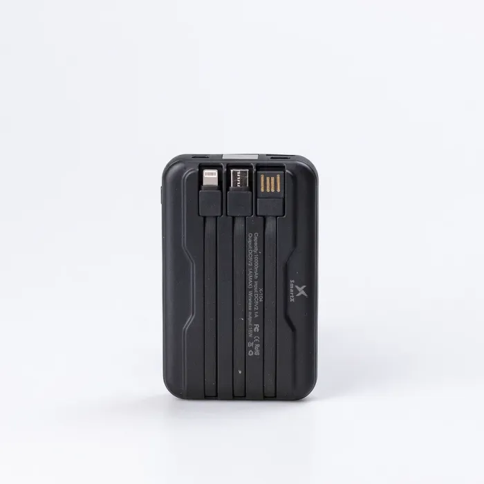 Повербанк 10000 mАh бездротова зарядка USB Туре-С/Lightning 4 вбудовані кабелі (X104) - зображення 3