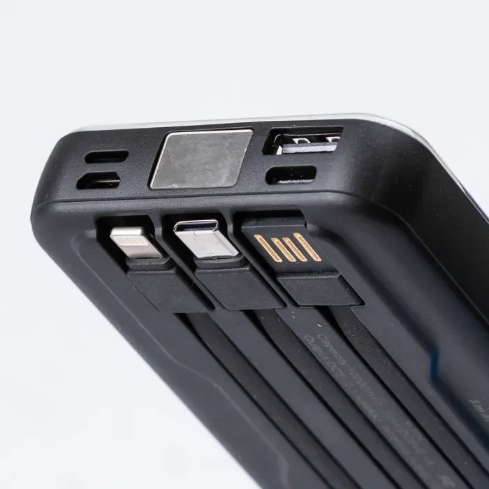 Повербанк 10000 mАh бездротова зарядка USB Туре-С/Lightning 4 вбудовані кабелі (X104) - зображення 4