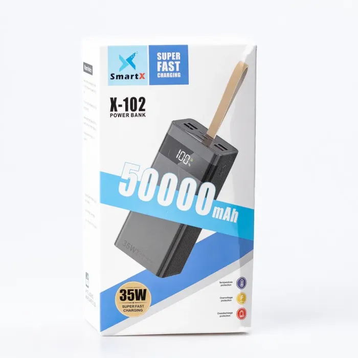 Повербанк з дисплеєм 50000 mAh Lightning Туре-С та Micro-USB зовнішній акумулятор 4 вбудованих кабелю (X102) - зображення 3