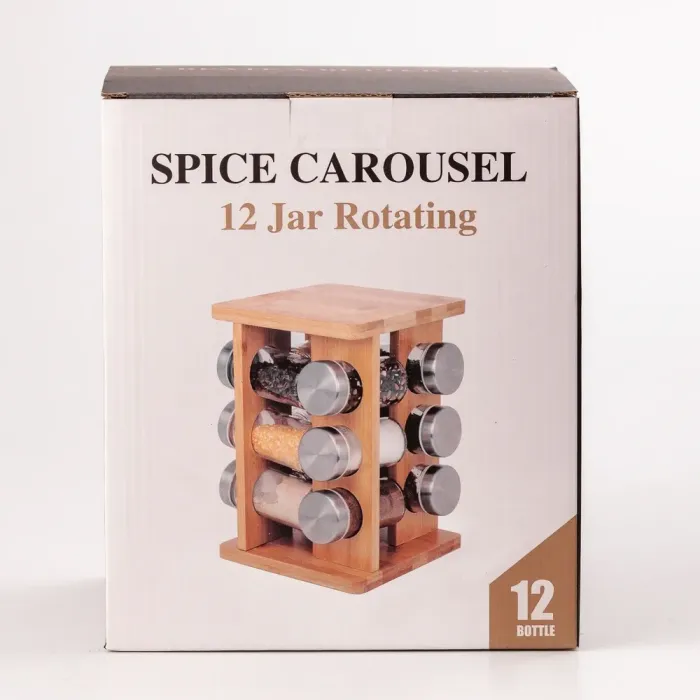 Набор для специй на деревянной подставке 12 предметов по 100 мл. - изображение 6