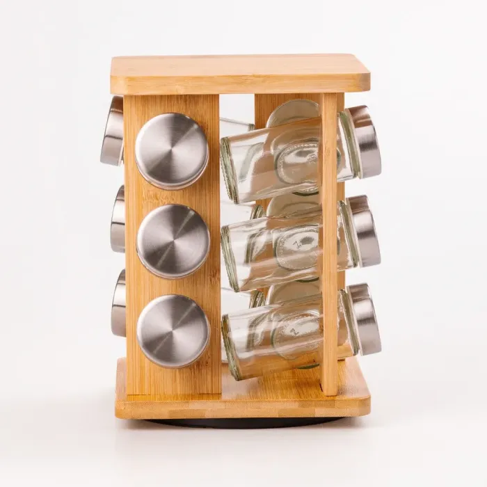 Набор для специй на деревянной подставке 12 предметов по 100 мл. - изображение 4