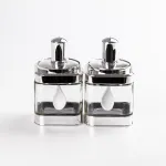 Банки для сипучих продуктів набір з 2 шт скляні ємності для зберігання з кришкою і ложкою (HP531FS02Y)