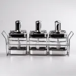 Банки для сипучих продуктів набір з 3 шт скляні ємності для зберігання з ложкою на металевій підставці (HP531FS1030Y)