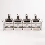 Банки для сипучих продуктів набір з 4 шт скляні ємності для зберігання з ложкою на металевій підставці (HP531FS1031Y)