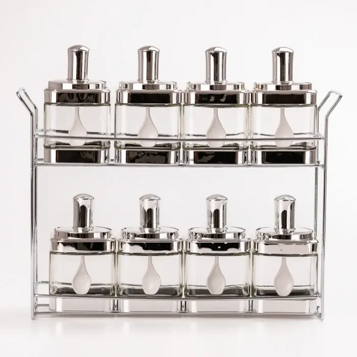 Банки для сыпучих продуктов набор из 8 шт. стеклянные емкости для хранения с крышкой и ложкой (HP531FS1034Y) - изображение 1