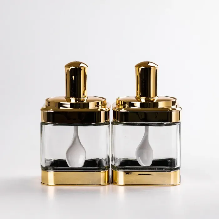 Банки для сыпучих продуктов набор из 2 шт. стеклянные емкости для хранения с крышкой и ложкой (HP531FS02J) - изображение 1