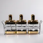 Банки для сипучих продуктів набір з 3 шт скляні ємності для зберігання з ложкою на металевій підставці (HP531FS1030J)