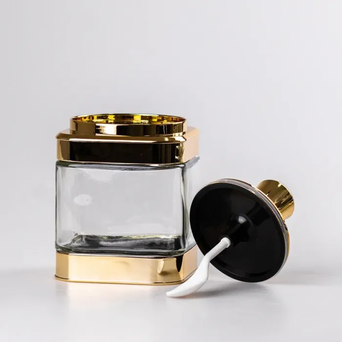 Банки для сыпучих продуктов набор из 3 шт. стеклянные емкости с ложкой на металлической подставке. (HP531FS1030J) - изображение 3