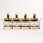 Банки для сипучих продуктів набір з 4 шт скляні ємності для зберігання з ложкою на металевій підставці (HP531FS1031J)