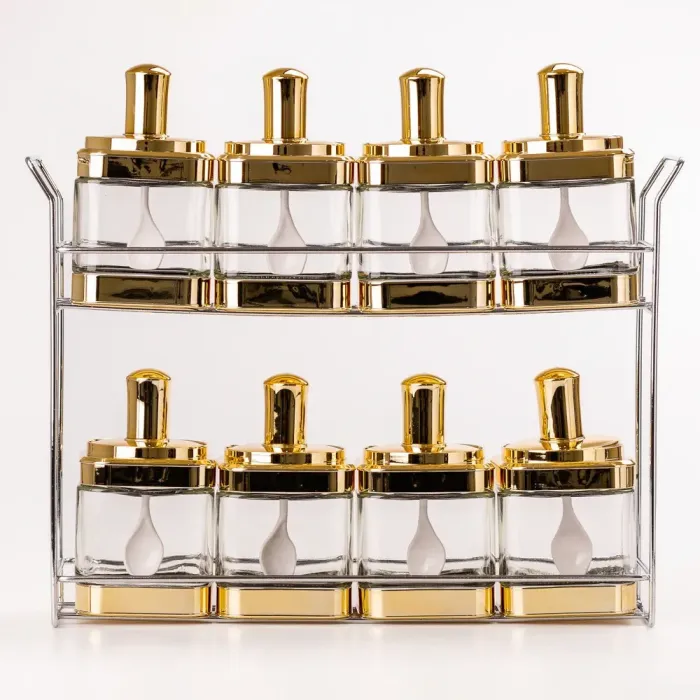 Банки для сыпучих продуктов набор из 8 шт. стеклянные емкости для хранения с крышкой и ложкой (HP531FS1034J) - изображение 1