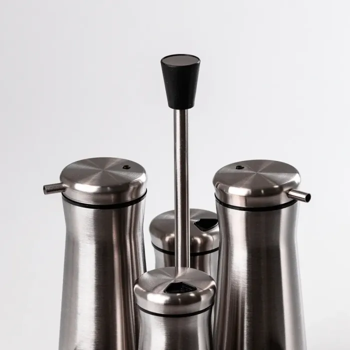 Набор для специй на подставке 4 предмета: перечница, солонка, баночка для масла и уксуса (HP531K1007) - изображение 3