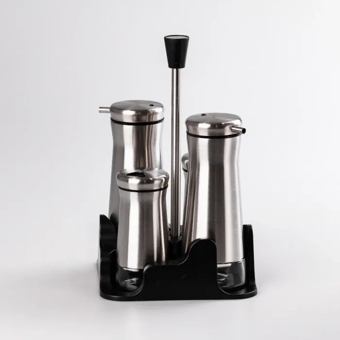 Набор для специй на подставке 4 предмета: перечница, солонка, баночка для масла и уксуса (HP531K1007) - изображение 1