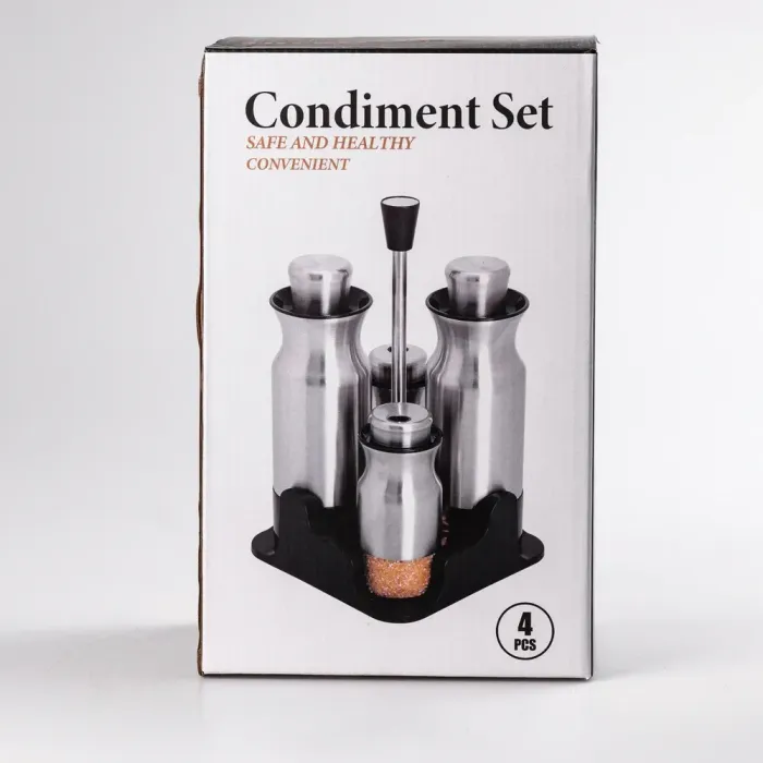 Набор для специй на подставке 4 предмета: перечница, солонка, баночка для масла и уксуса (HP531K1007) - изображение 4