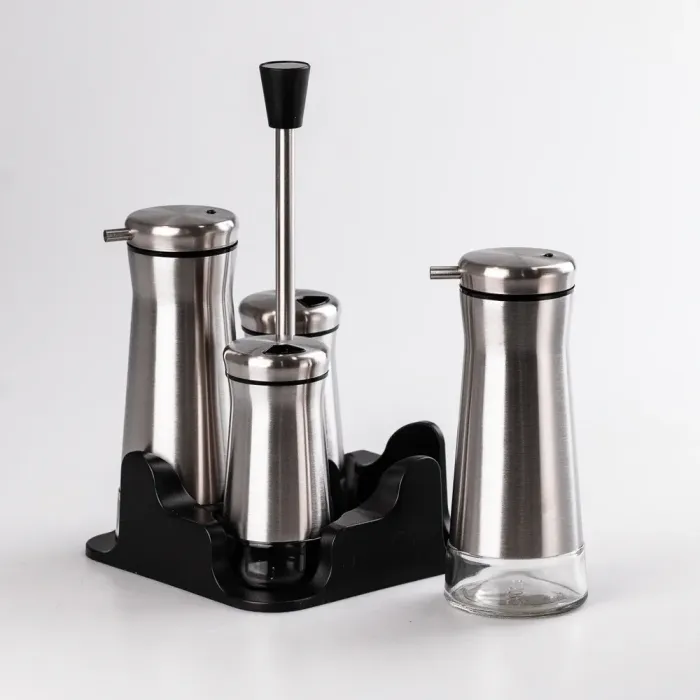 Набор для специй на подставке 4 предмета: перечница, солонка, баночка для масла и уксуса (HP531K1007) - изображение 2