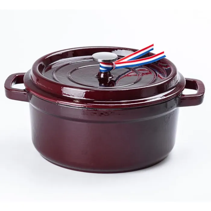 Кокотница чугунная с эмалированным покрытием 3л, диаметр 23см, темно-красный (HPFLG2RED) - изображение 1