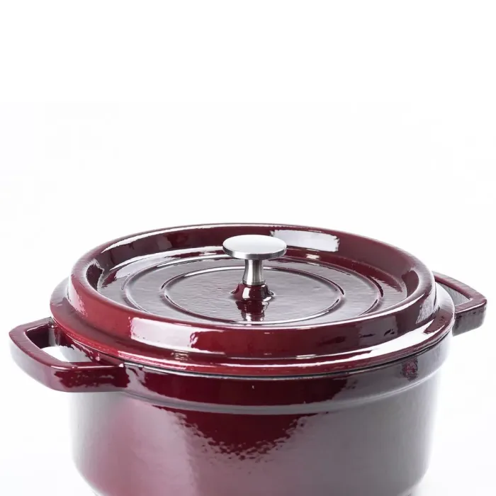Кокотница чугунная с эмалированным покрытием 3л, диаметр 23см, темно-красный (HPFLG2RED) - изображение 4