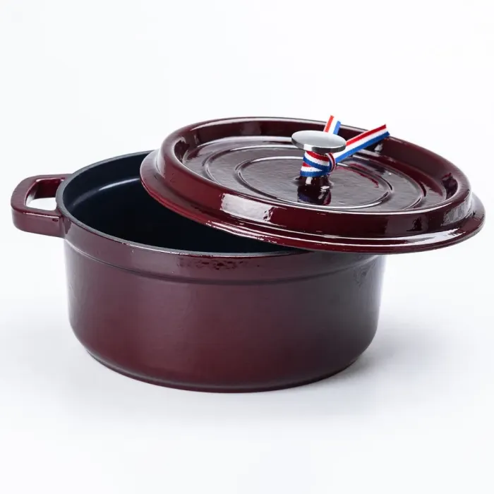 Кокотница чугунная с эмалированным покрытием 3л, диаметр 23см, темно-красный (HPFLG2RED) - изображение 3