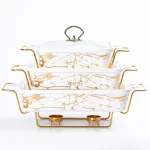 Мармиты керамические прямоугольные 3 шт с крышкой из жаропрочного стекла (HP001LJ3PC)