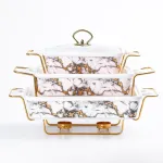 Мармиты керамические прямоугольные 3шт с крышкой из жаропрочного стекла.