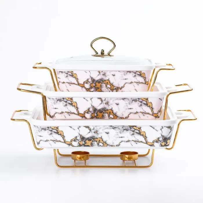 Мармиты керамические прямоугольные 3шт с крышкой из жаропрочного стекла. - изображение 1