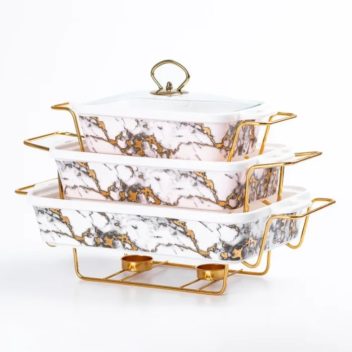 Мармиты керамические прямоугольные 3шт с крышкой из жаропрочного стекла. - изображение 2