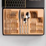 Набір столових приборів із нержавіючої сталі із золотим обідком на 6 персон 24 штуки (HP9692)