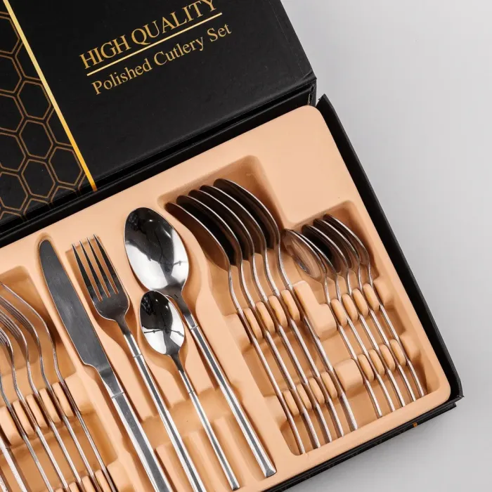 Набір столових приборів із нержавіючої сталі на 6 персон 24 штуки (HP9694) - зображення 3