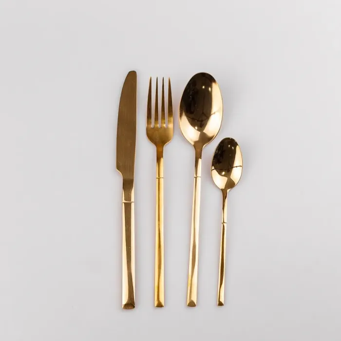 Набір столових приборів із нержавіючої сталі на 6 персон 24 штуки Золотистий (HP9695) - зображення 2