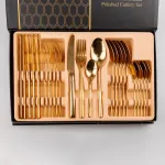 Набір столових приборів із нержавіючої сталі на 6 персон 24 штуки Золотистий (HP9695)