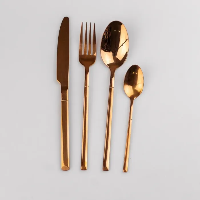 Набор столовых приборов из нержавеющей стали на 6 персон 24 штуки Бронзовый (HP9696) - изображение 2