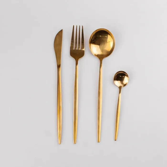 Набор столовых приборов из нержавеющей стали на 6 персон 24 штук Золотистый (HP9698) - изображение 2