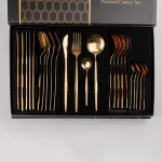Набір столових приборів із нержавіючої сталі на 6 персон 24 штуки Золотистий (HP9698)