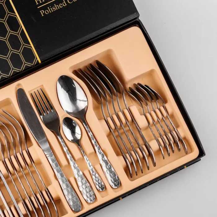 Набор столовых приборов из нержавеющей стали на 6 персон 24 штук Серебристый (HP96912) - изображение 3