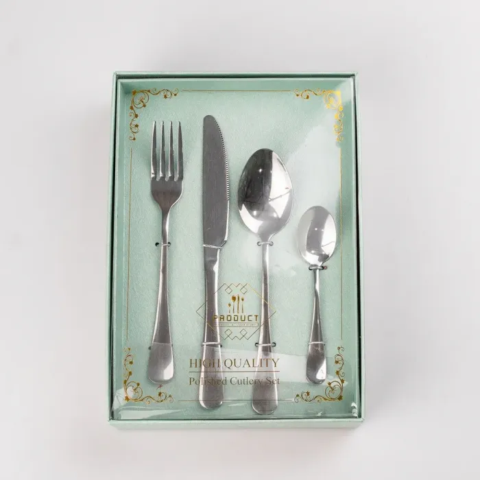 Набір столових приборів із нержавіючої сталі на 6 персон 24 штуки Сріблястий (HP96914) - зображення 4