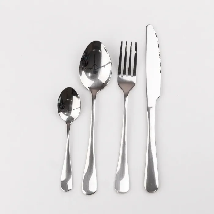 Набір столових приборів із нержавіючої сталі на 6 персон 24 штуки Сріблястий (HP96914) - зображення 2
