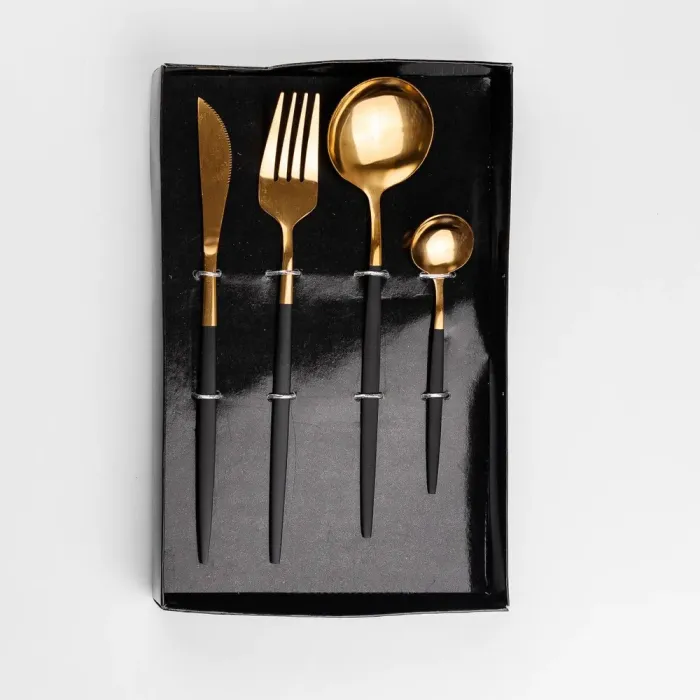 Набор столовых приборов Cutlery set из нержавеющей стали на 1 персону 4 штуки Черный (HP96916) - изображение 2