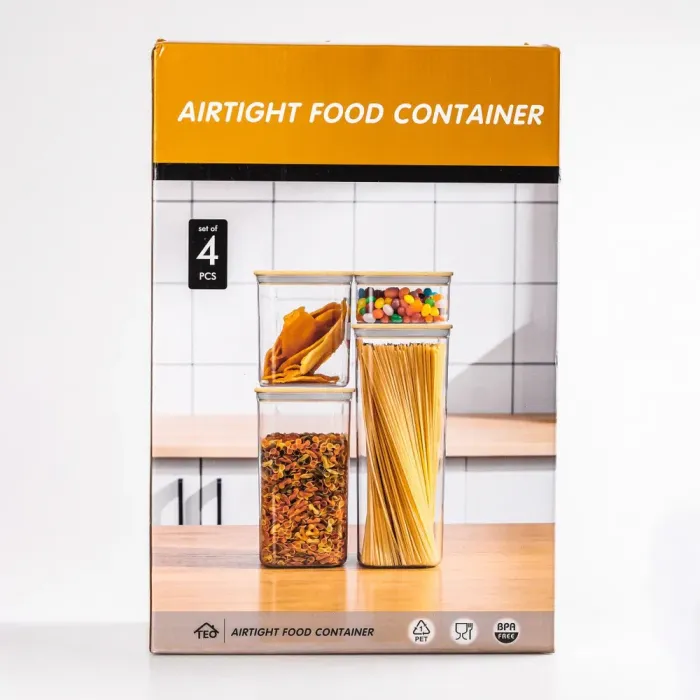 Банки для сипучих продуктів набір з 4 шт скляні ємності для зберігання з кришкою (HP531HS2110191) - зображення 4