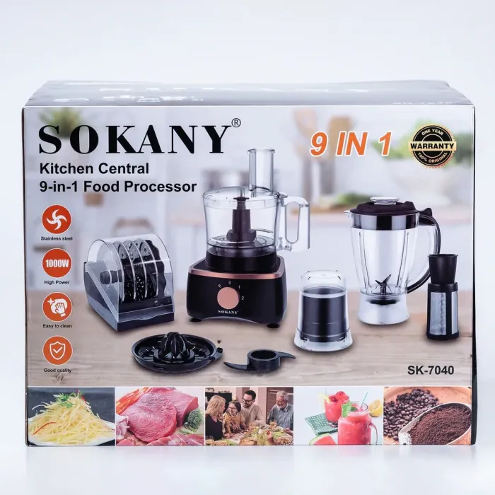 Кухонний комбайн 7в1 1000 Вт міксер кавомолка м'ясорубка і слайсер Sokany (SK7040) - зображення 11