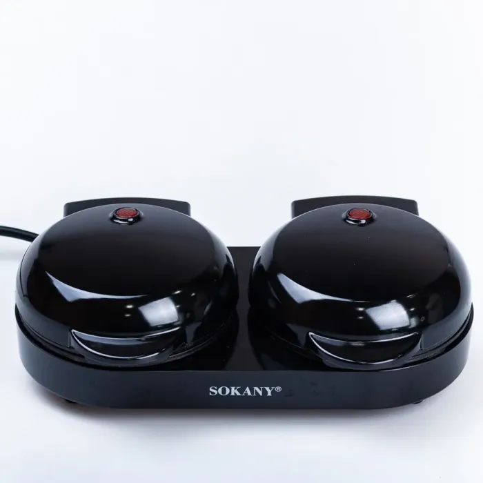 Вафельниця електрична подвійна для тонких вафель 850 Вт двосторонній нагрів антипригарне покриття Sokany (SKBBQ850) - зображення 3