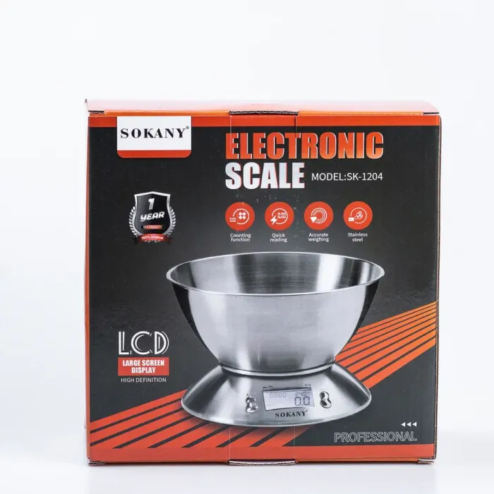 Ваги кухонні електронні електронні точні на 5 кг з чашею на батарейках (SK1204) - зображення 4