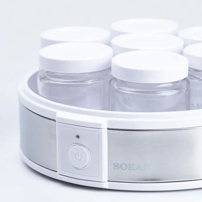 Йогуртниця електрична 20 Вт 7 баночок по 180 мл і таймер Sokany (SK08017) - зображення 3