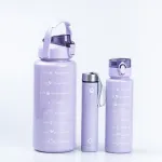 Пляшка для води набір 3в1 0.3л 0.9л 2л з дозатором Фіолетовий (HPZSB120011V)