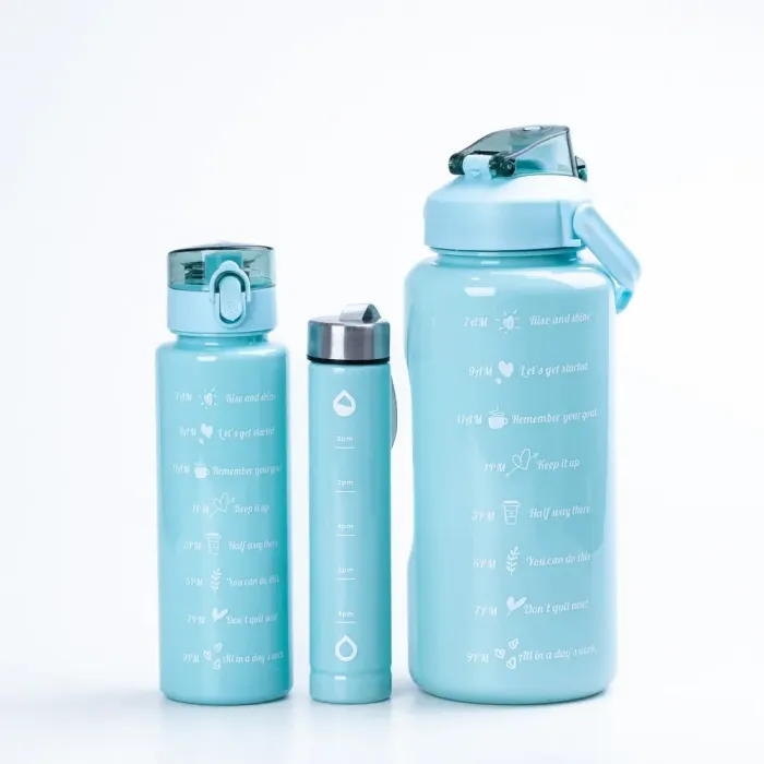 Бутылка для воды набор 3в1 0.3л 0.9л 2л с дозатором Мятный (HPZSB120011M) - изображение 1