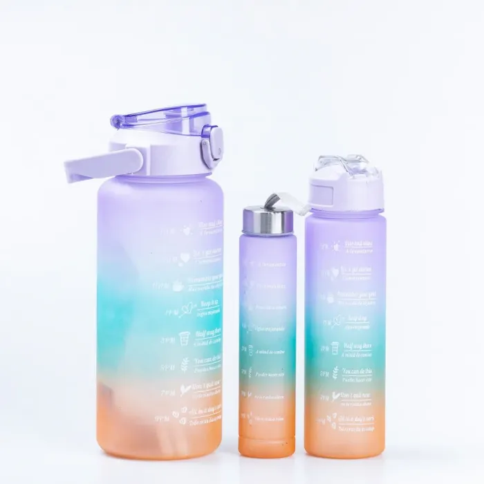 Бутылка для воды набор 3в1 дозатором Радуга 0.3л 0.9л 2л Фиолетовый (HPZSB120051V) - изображение 1