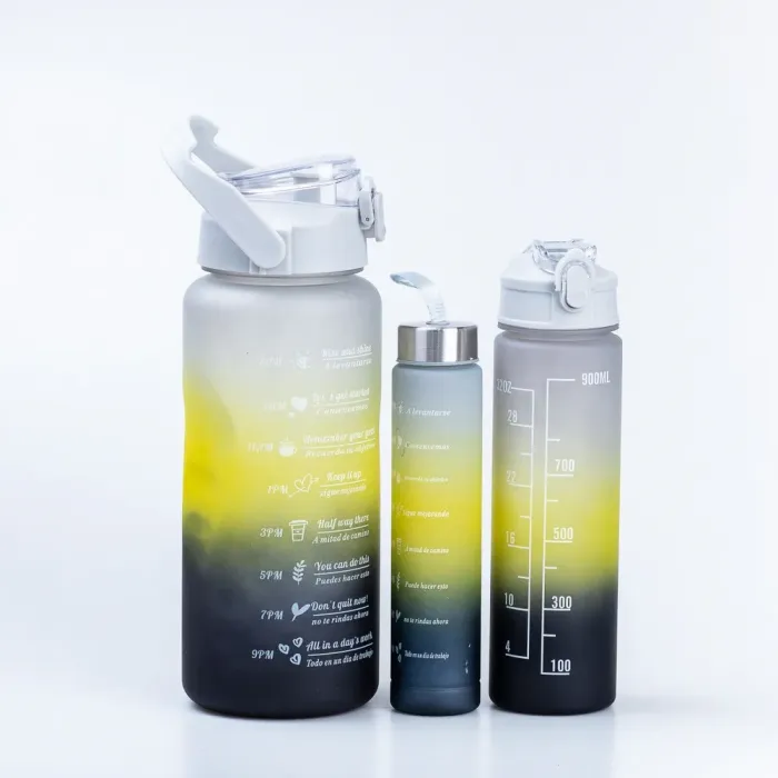 Бутылка для воды набор 3в1 дозатором Радуга 0.3л 0.9л 2л Серый (HPZSB120051G) - изображение 1