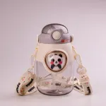 Пляшка для води з трубочкою 820 мл дитяча фляга прозора для напоїв з дозатором і ручкою Білий (HPGM2217W)