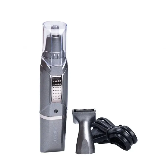 Тример для носа вух і брів 2 в 1 акумуляторний з насадками Sokany Сірий (SK316G) - зображення 2