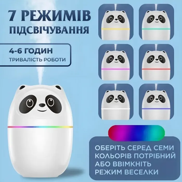 Увлажнитель воздуха для дома портативный 220 мл в виде мышки с подсветкой Белый - изображение 5